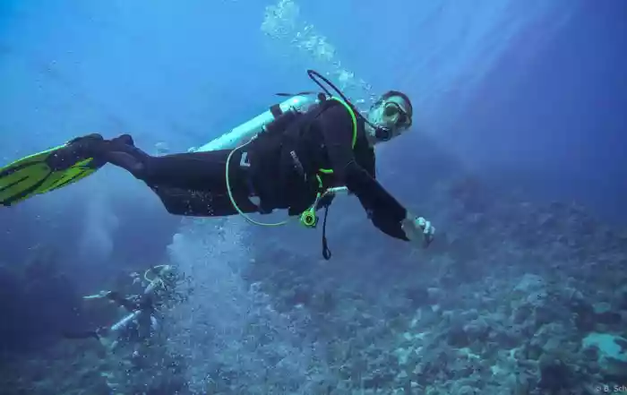 Bert aan het duiken in open water - B. Schillebeeckx